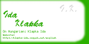 ida klapka business card